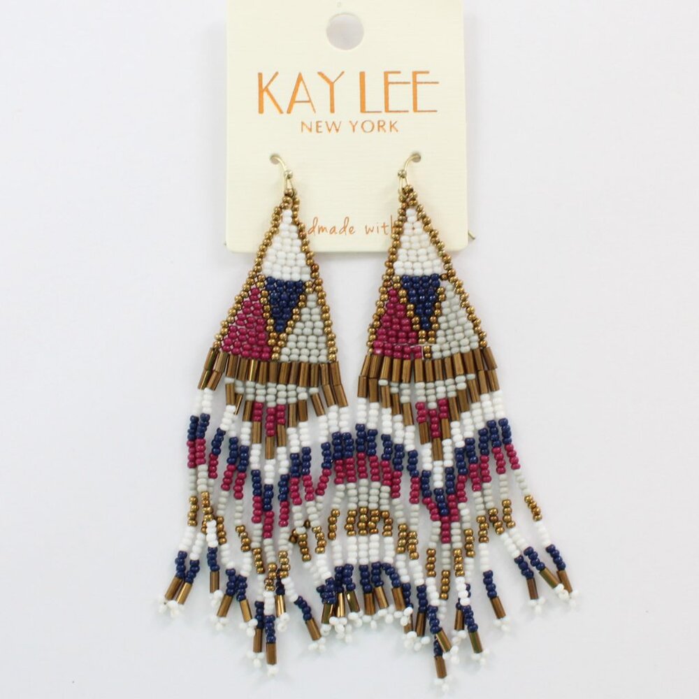 KAYLEE Seed Beaded Beautiful Fun Boho Southwest Hook Earrings Made ❤️ in India